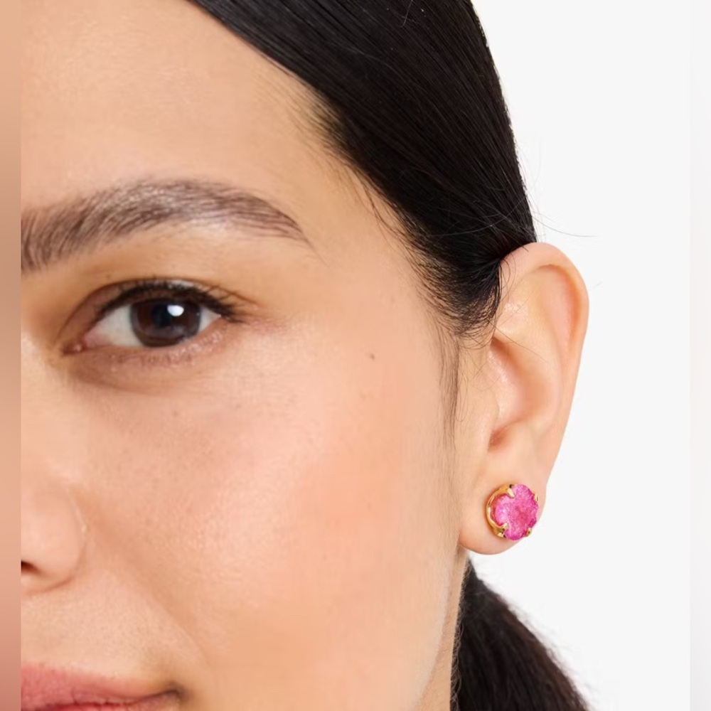 Kate Spade Fuchsia CZ Gold Tone Stud Earrings - Picture 7 of 8